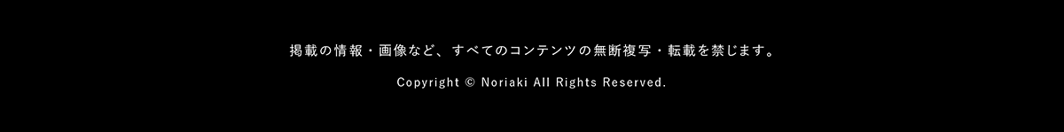 掲載の情報・画像など、すべてのコンテンツの無断複写・転載を禁じます。 Copyright © Noriaki All Rights Reserved.